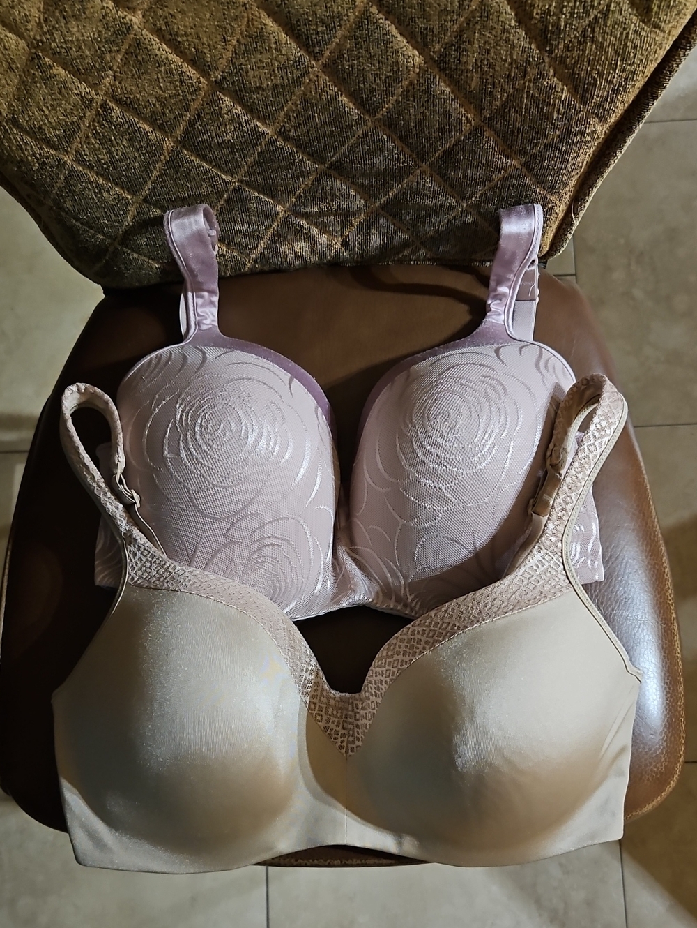 Playtex Pink Floral Molded Bra and Playtex Beige T-Shirt Bra